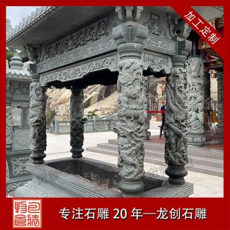 燒香石供臺香爐寺廟寺院青石室外擺件廠家 大理石香爐石頭雕刻